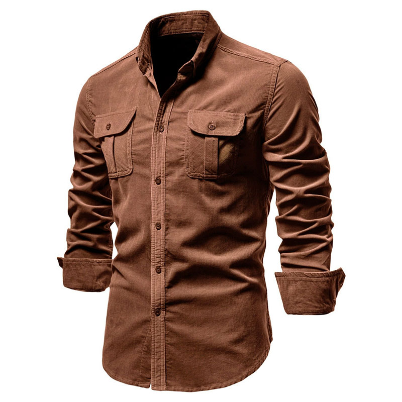 Corduroy Button Up Shirt Men - 남성용 코듀로이 캐주얼 셔츠 재킷 클래식