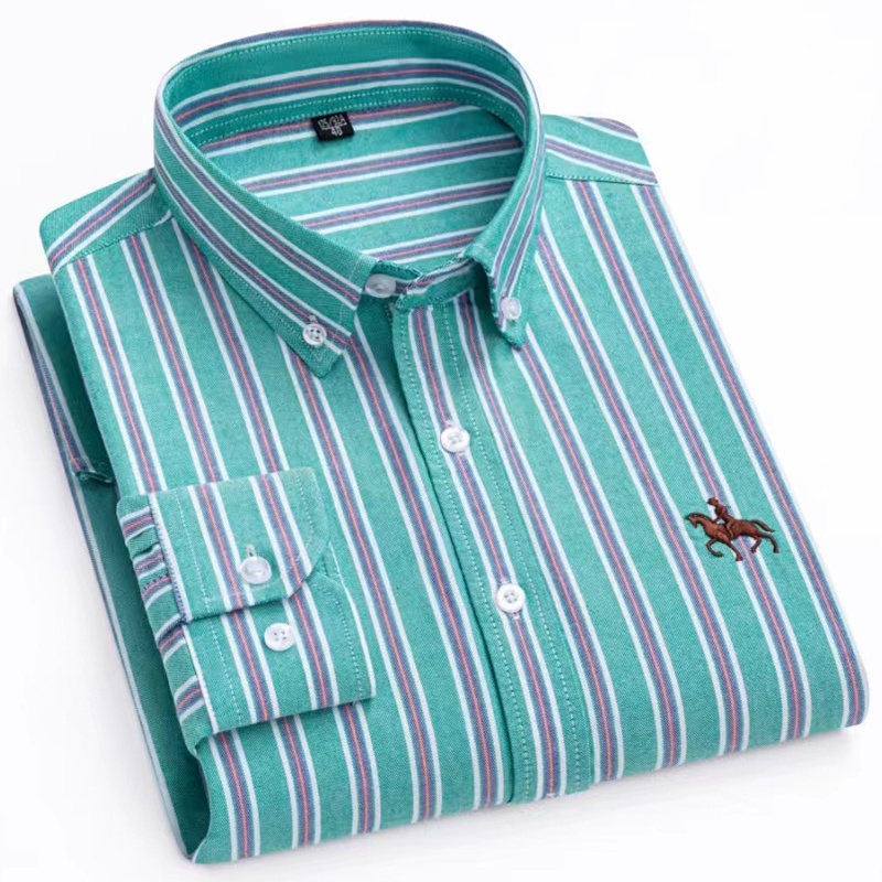 Oxford Cotton Casual Shirt Business - 남성용 100% 면 옥스포드 셔츠, 긴팔