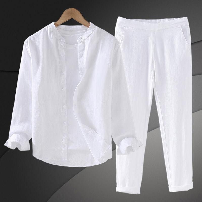 Mens Linen Shirt Long Sleeve - 남성용 가볍고 통기성 좋은 면 린넨