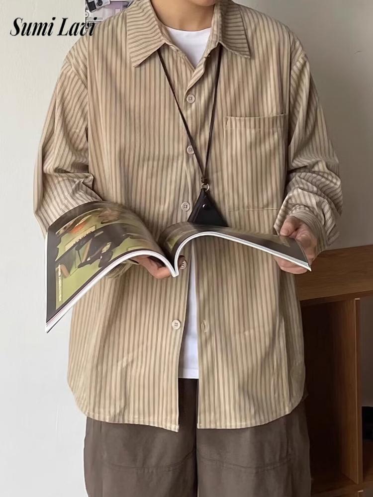 Corduroy Button Up Shirt Men - 세련된 남성용 긴팔 코듀로이 셔츠 봄