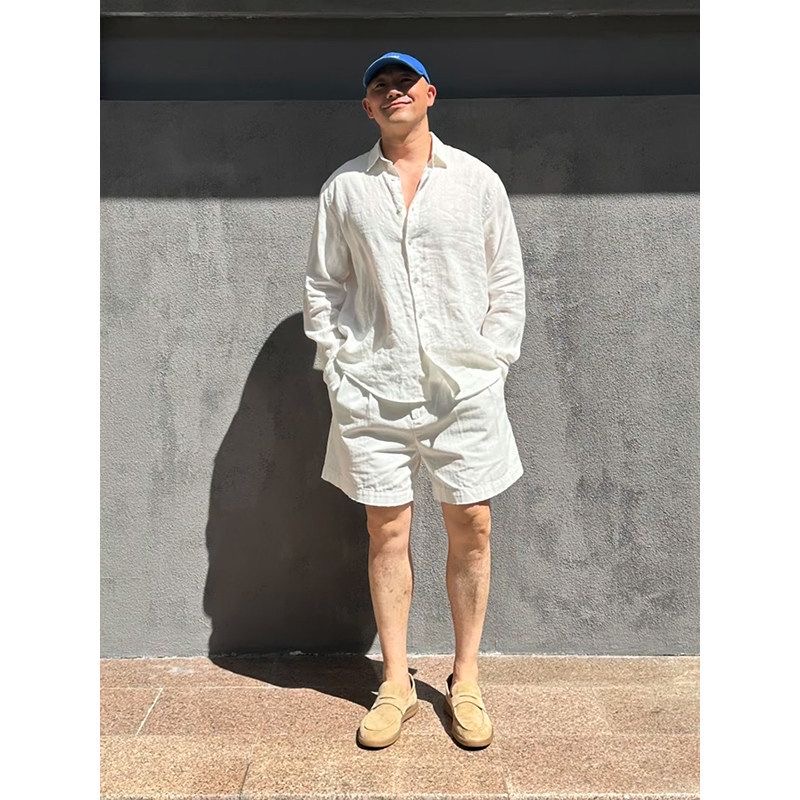 Mens Linen Shirt Long Sleeve - 라이트 럭셔리 남성 린넨 자외선 차단