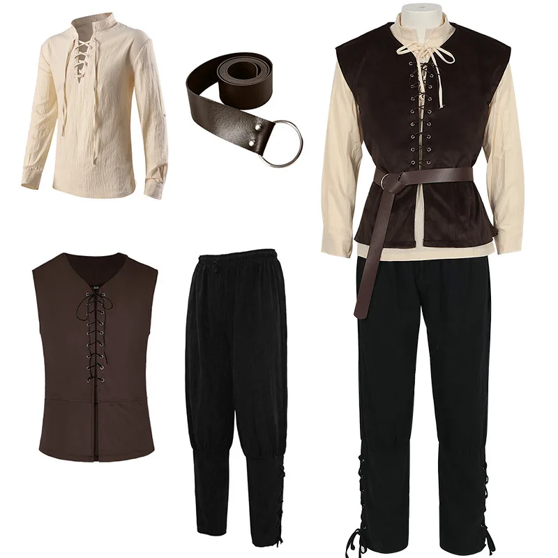 Medieval Gothic Lace Up Pirate Shirt - 중세 셔츠 고딕 스팀펑크 빅토리아 해적