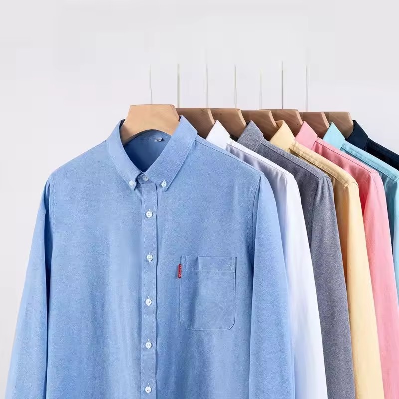Oxford Cotton Casual Shirt Business - 100% 순면 남성 비즈니스 셔츠 단색