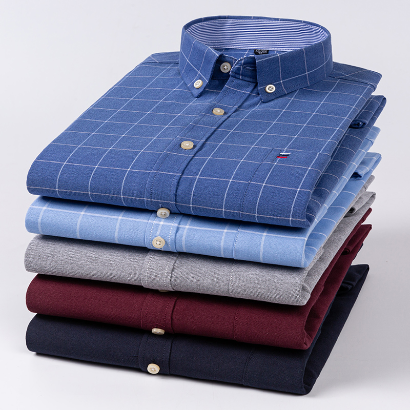Oxford Cotton Casual Shirt Business - 남성 캐주얼 셔츠 코튼 옥스포드 격자