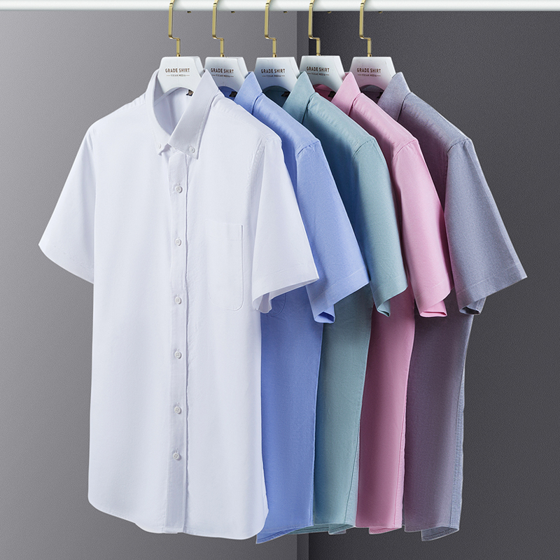 Oxford Cotton Casual Shirt Business - 여름 고품질 100% 코튼 남성 셔츠