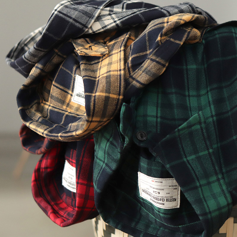 Flannel Plaid Shirt Heavy Weight - 가을 신상 일본 레트로 300g 헤비웨이트