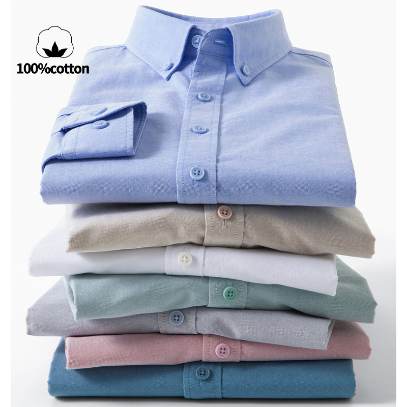Mandarin Collar Formal Shirt Slim Fit - 남성용 100% 코튼 옥스포드 셔츠 -