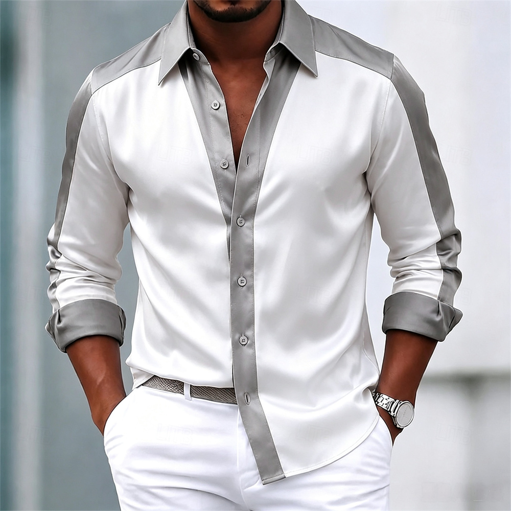Mens Satin Silk Dress Shirt - 남성용 셔츠 새틴 셔츠 드레스 셔츠