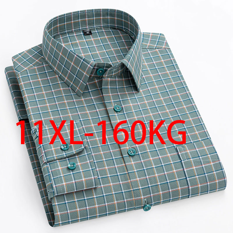 Oxford Cotton Casual Shirt Business - 새로운 11XL 10XL 초대형 남성용 긴