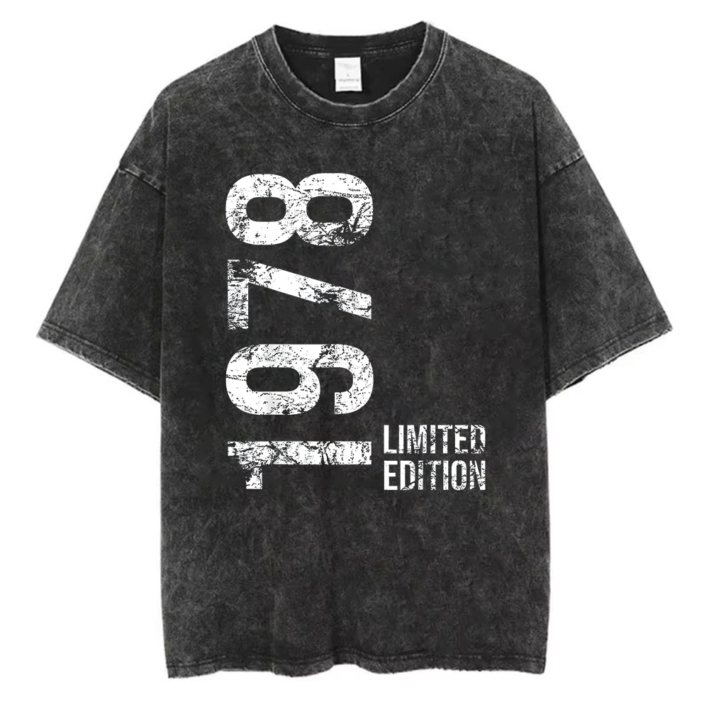 Acid Wash Vintage Graphic T Shirt - 1978년 한정판 티셔츠 워싱 코튼 그래픽