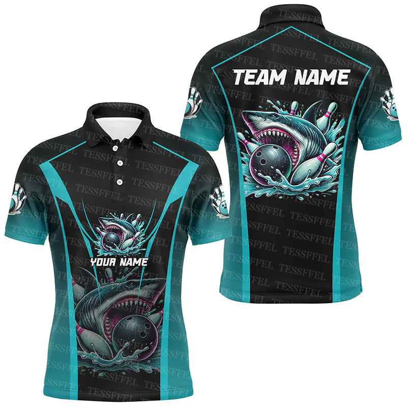 Short Sleeve Bowling Shirt Retro - 사용자 정의 이름 낙서 불꽃 그라데이션
