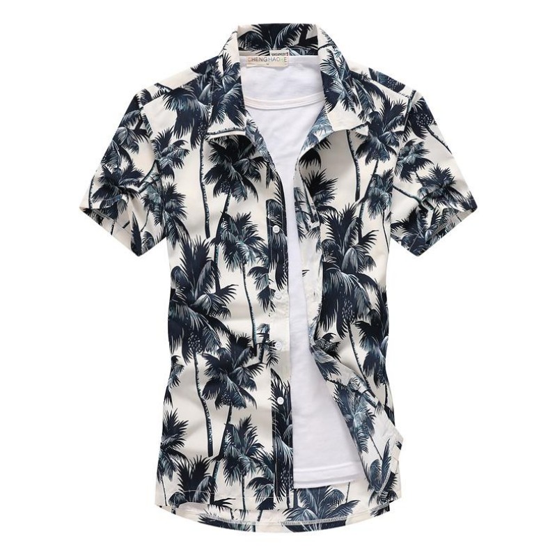 여름 남성 하와이 캐주얼 칼라 셔츠 반소매 단추 코코넛 - Vintage Hawaiian Floral Shirt 리뷰 및 가격