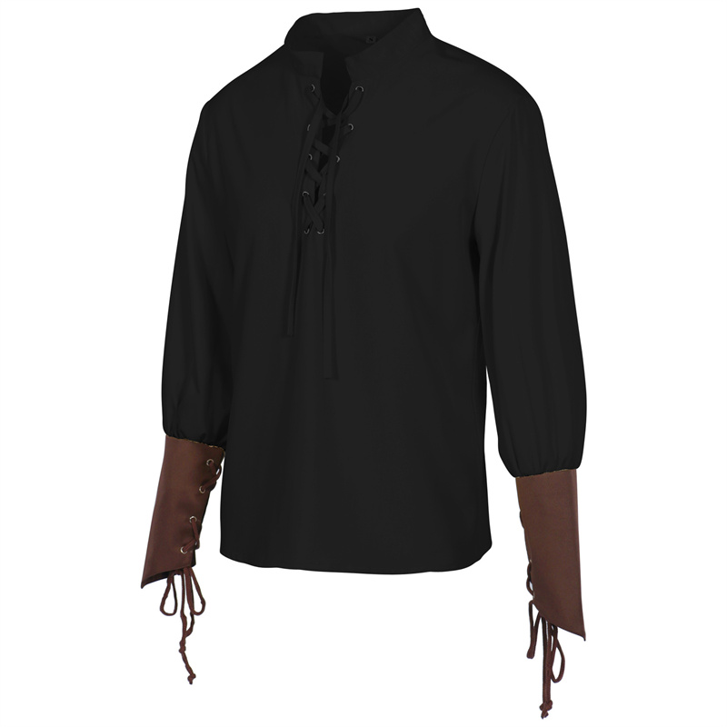 남성용 중세 해적 셔츠 르네상스 레이스업 블라우스 빈티 - Medieval Gothic Lace Up Pirate Shirt 리뷰 및 가격