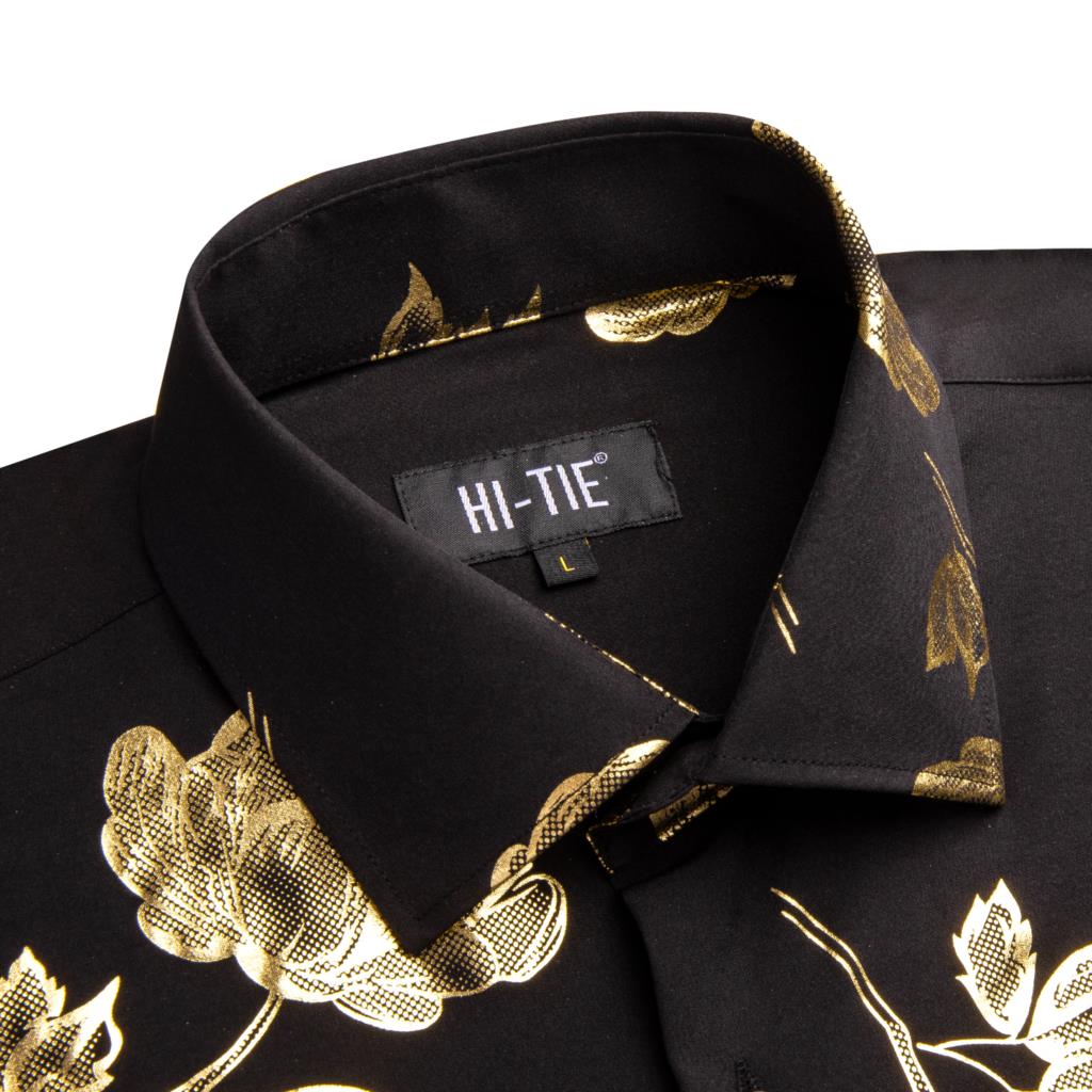 남성용 하이 타이 블랙 골드 실크 셔츠, 긴 소매 라펠 - Mens Satin Silk Dress Shirt 리뷰 및 가격