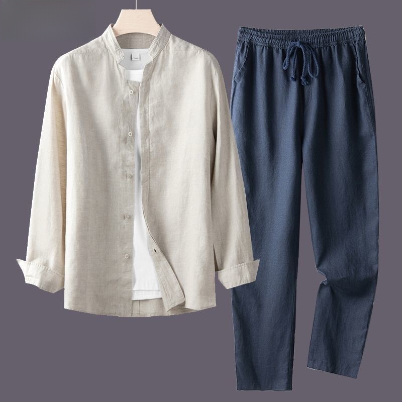 남성용 가볍고 통기성 좋은 면 린넨 셔츠 세트, 긴팔  - Mens Linen Shirt Long Sleeve 리뷰 및 가격