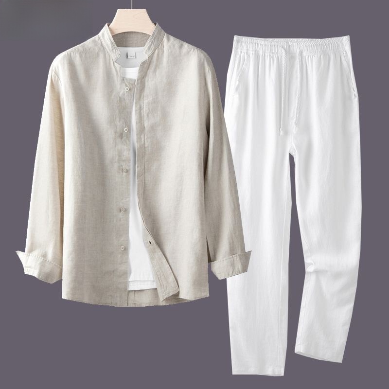 남성용 가볍고 통기성 좋은 면 린넨 셔츠 세트, 긴팔  - Mens Linen Shirt Long Sleeve 리뷰 및 가격