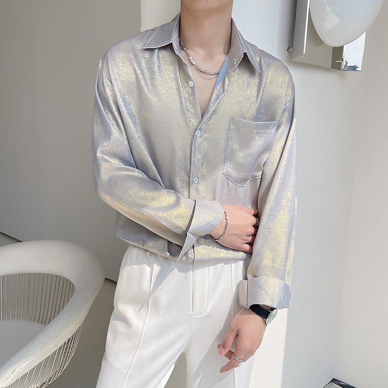 섹시한 실크 새틴 남성용 긴팔 셔츠, 광택 있는 부드러 - Mens Satin Silk Dress Shirt 리뷰 및 가격