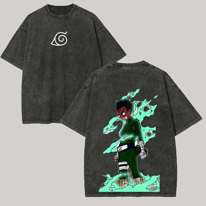 Rock Lee Eight Gates T 셔츠 나루토  - Acid Wash Vintage Graphic T Shirt 리뷰 및 가격