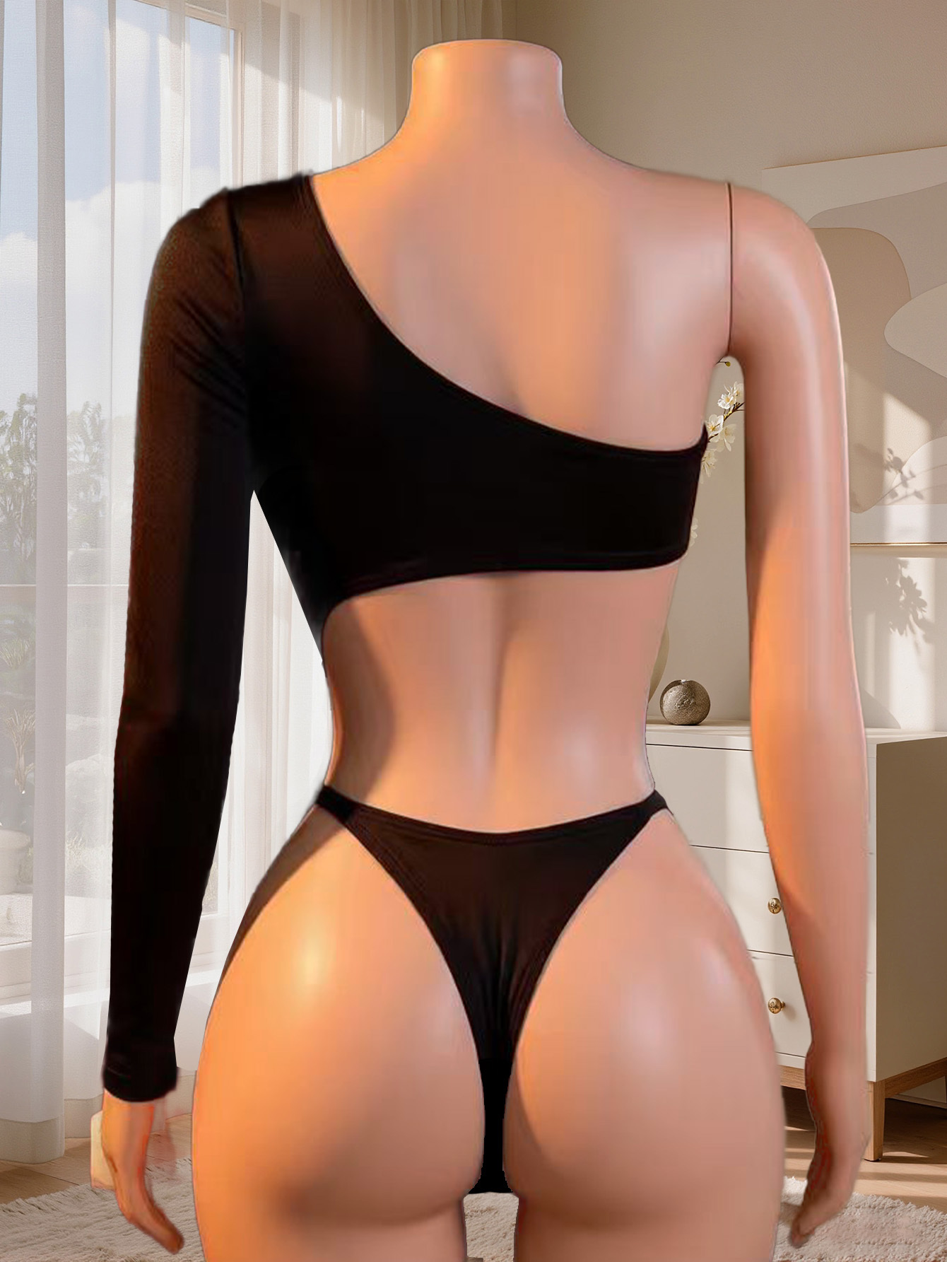 여성 원 숄더 긴팔 바디수트 백리스 더블 허리 속이 빈 - Underwear 리뷰 및 가격