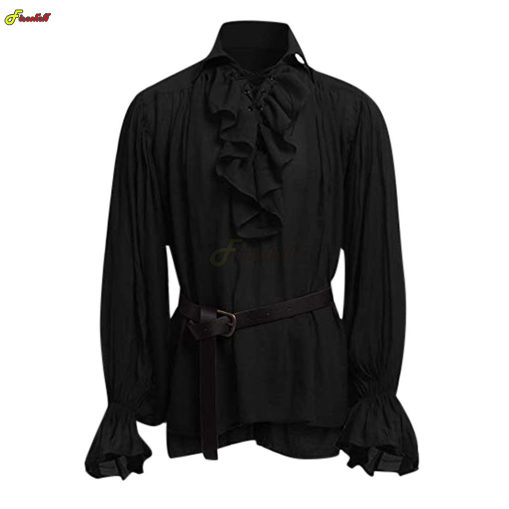 남성용 할로윈 레이스업 해적 셔츠, 중세 뱀파이어 왕자 - Medieval Gothic Lace Up Pirate Shirt 리뷰 및 가격