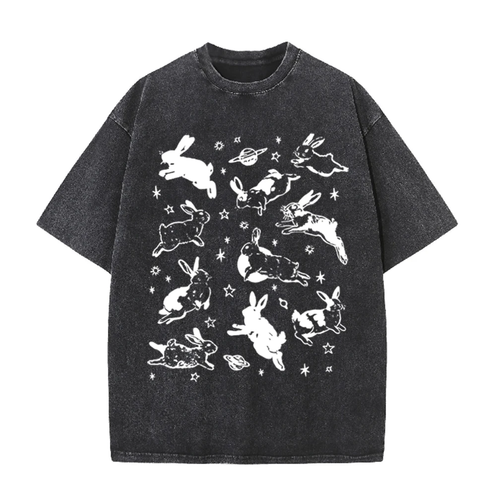 2026 빈티지 스페이스 래빗 플래닛 스타 그래픽 블랙 - Acid Wash Vintage Graphic T Shirt 리뷰 및 가격