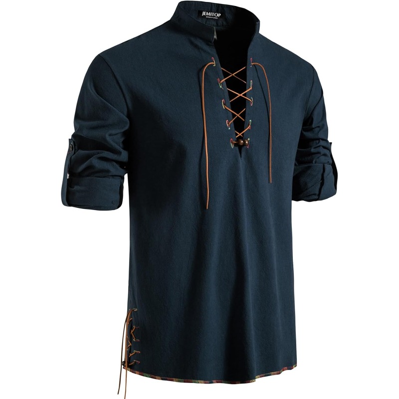 남성 해적 셔츠 바이킹 레트로 르네상스 중세 고딕 빅토 - Medieval Gothic Lace Up Pirate Shirt 리뷰 및 가격