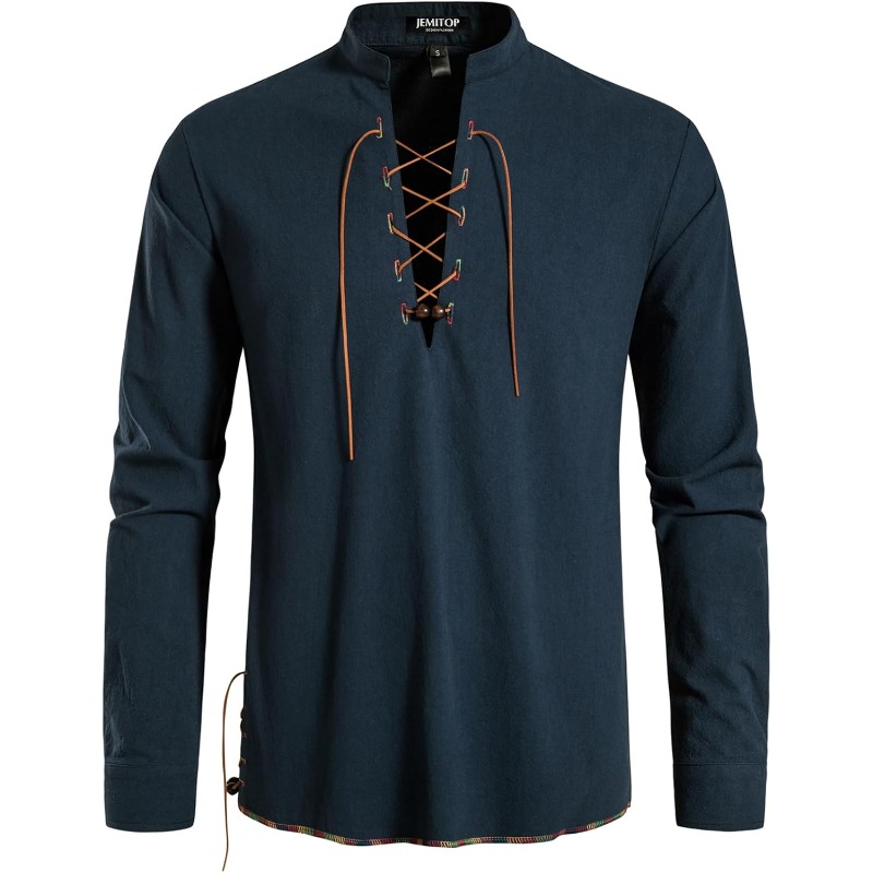 남성 해적 셔츠 바이킹 레트로 르네상스 중세 고딕 빅토 - Medieval Gothic Lace Up Pirate Shirt 리뷰 및 가격