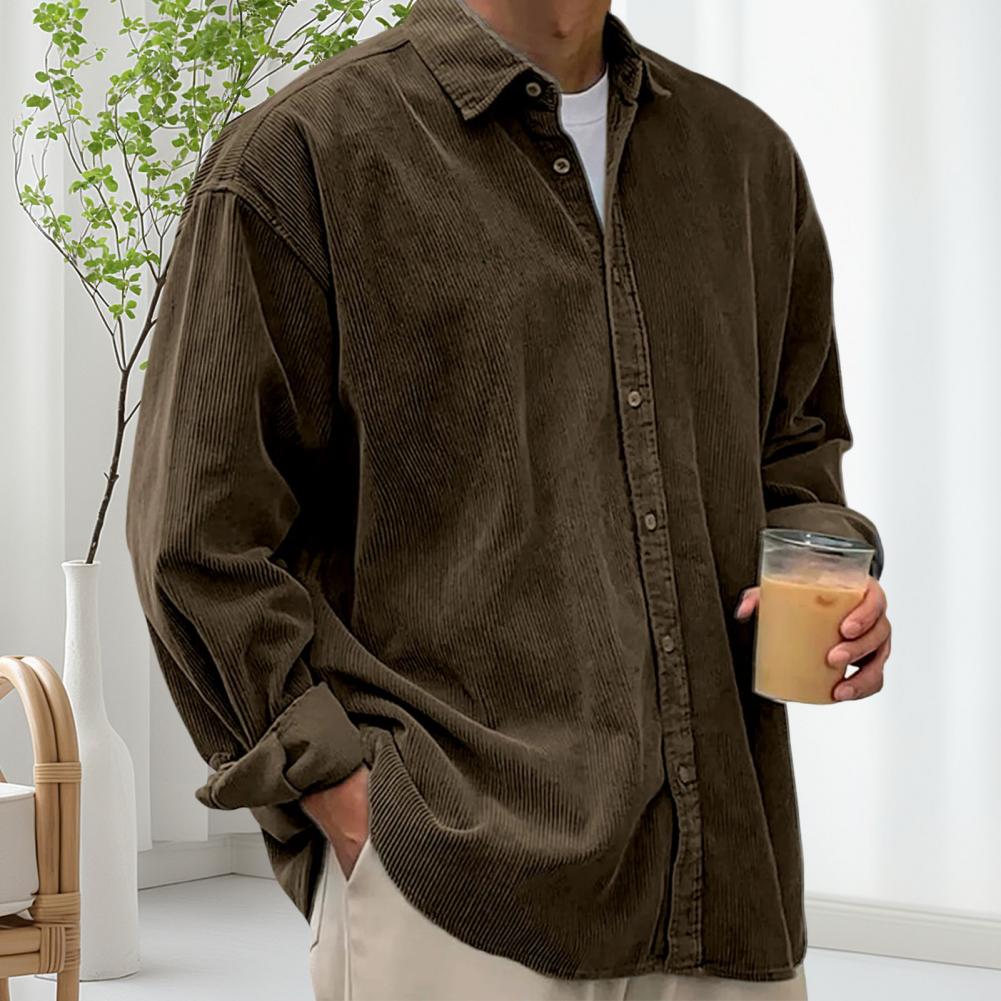 야외 캐주얼 남성 단색 셔츠 긴팔 턴다운 칼라 버튼업  - Corduroy Button Up Shirt Men 리뷰 및 가격