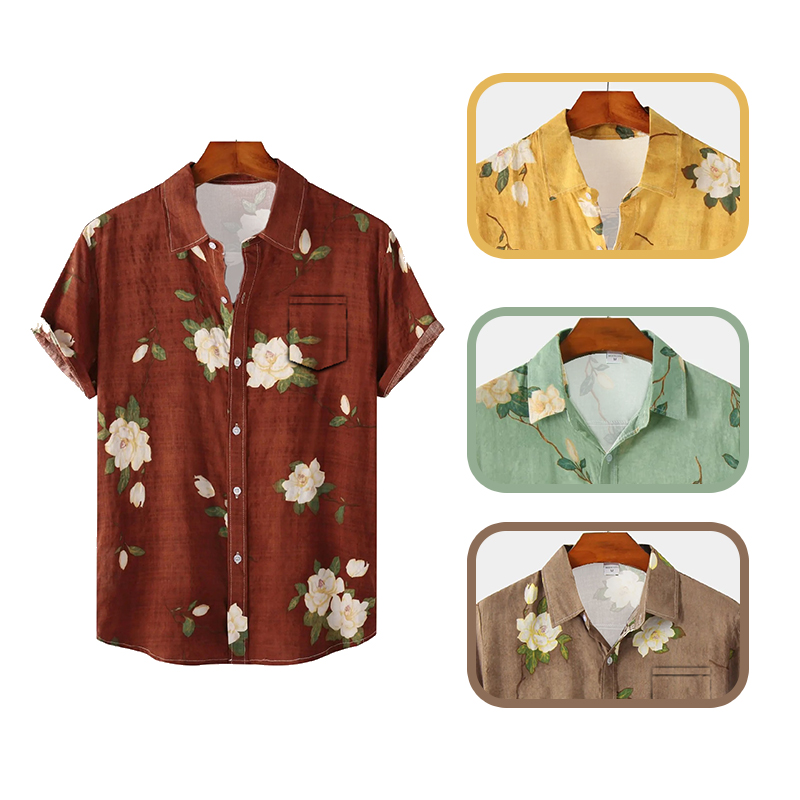 남성 하와이 스타일 반소매 셔츠, 여름 캐주얼 꽃 프린 - Vintage Hawaiian Floral Shirt 리뷰 및 가격
