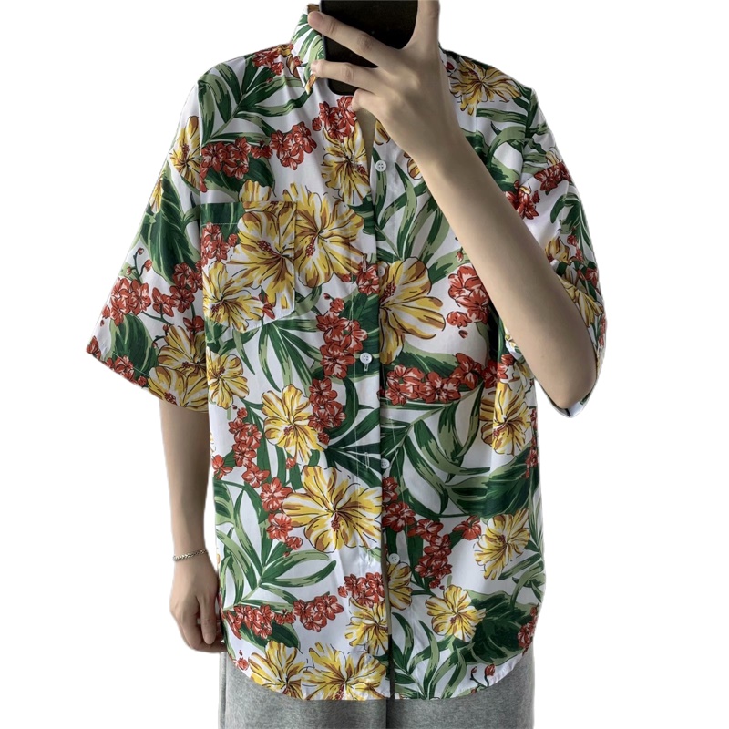 남성용 캐주얼 하와이안 레트로 꽃무늬 프린트 반팔 셔츠 - Vintage Hawaiian Floral Shirt 리뷰 및 가격