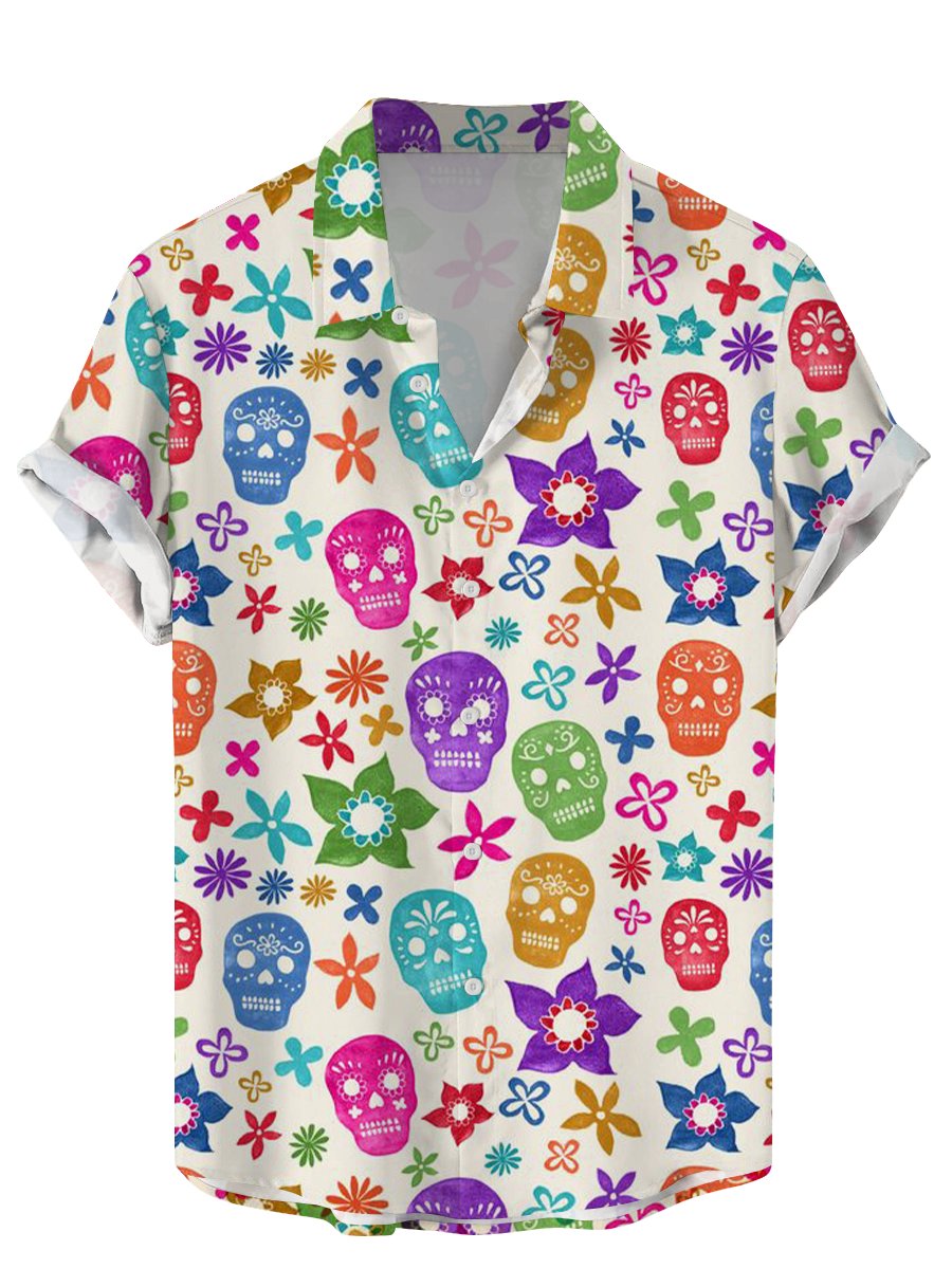 빈티지 해골 꽃 남성 셔츠 재미 있은 설탕 3D 인쇄  - Vintage Hawaiian Floral Shirt 리뷰 및 가격