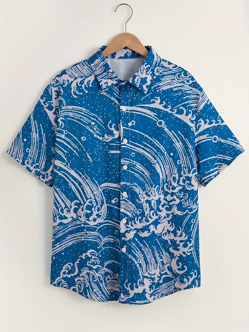 남성용 클래식 볼링공 패턴 하와이안 셔츠 여름 스트리트 - Short Sleeve Bowling Shirt Retro 리뷰 및 가격