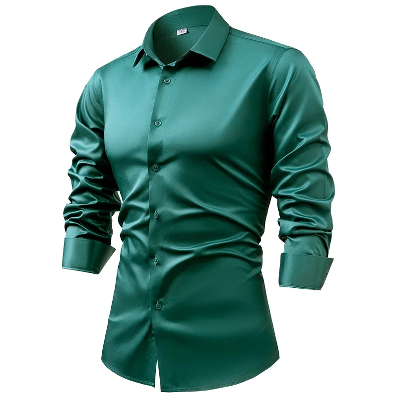 남성용 로얄 블루 실크 새틴 긴팔 원피스 셔츠, 네이비 - Mens Satin Silk Dress Shirt 리뷰 및 가격