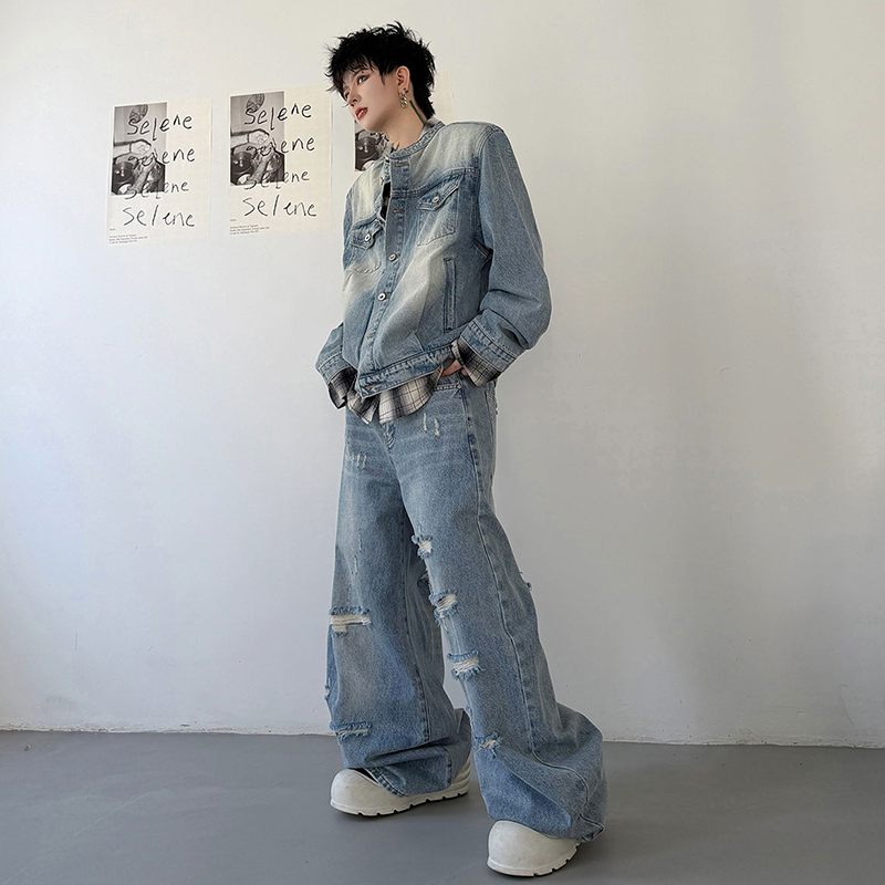 루젠 2026 가을 빈티지 워싱 데님 투피스 세트 남성 - Jeans 리뷰 및 가격