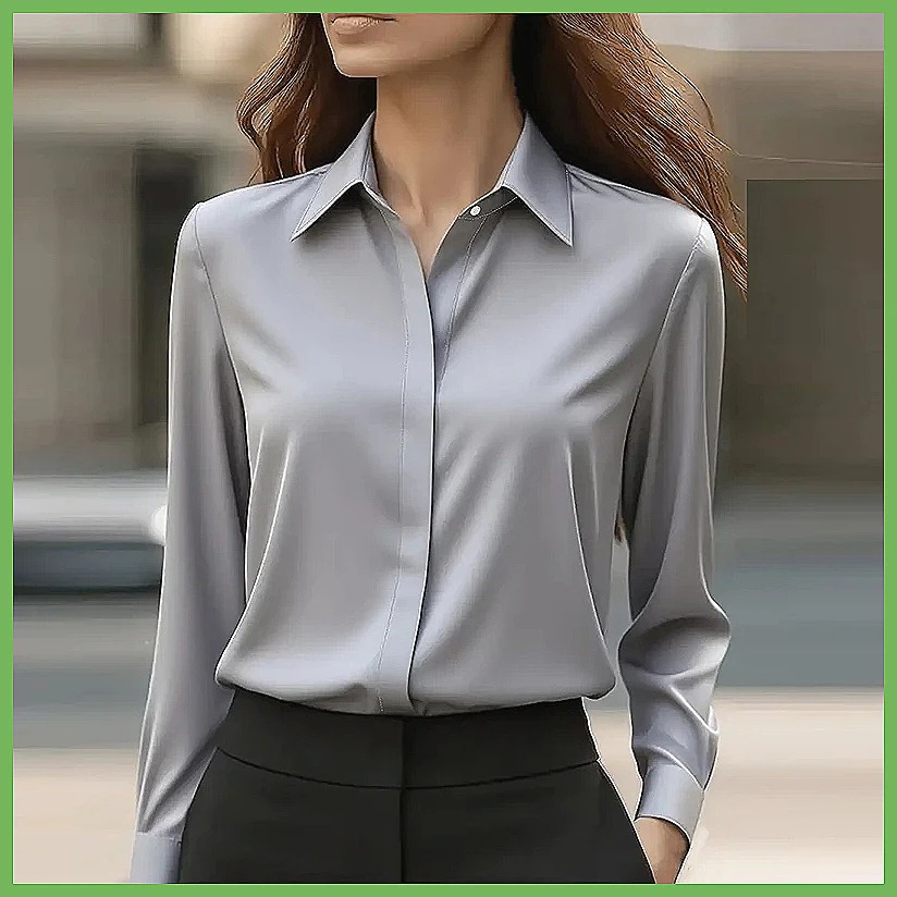 새로운 여성용 오피스 블라우스 긴팔 턴다운 칼라 포멀  - Shirts 리뷰 및 가격