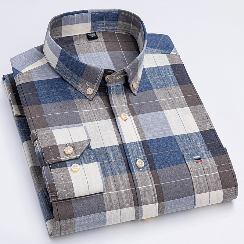 남성 캐주얼 셔츠 코튼 옥스포드 격자 무늬 스트립 솔리 - Oxford Cotton Casual Shirt Business 리뷰 및 가격