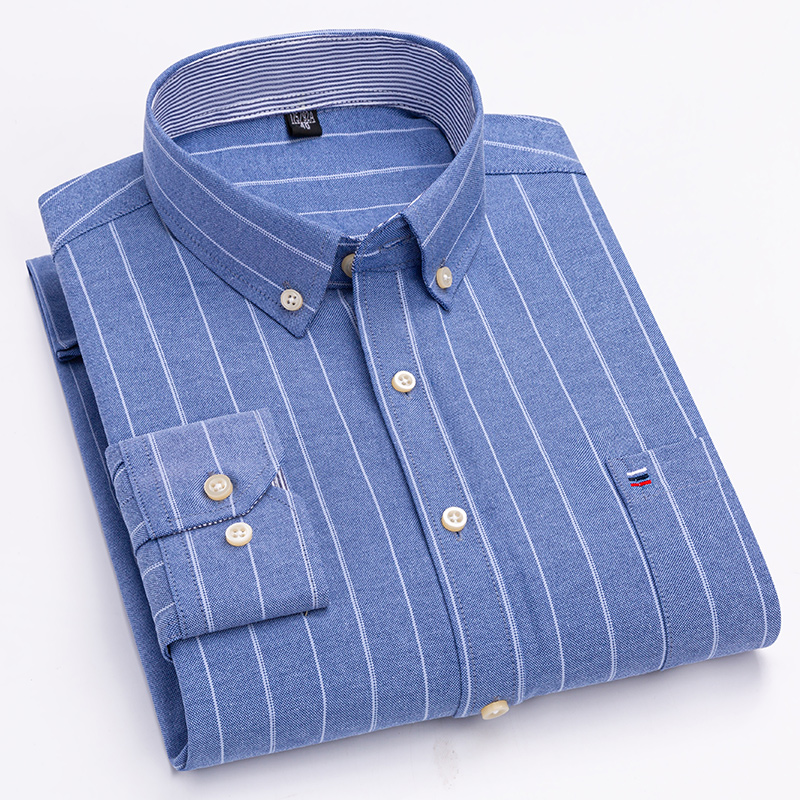 남성 캐주얼 셔츠 코튼 옥스포드 격자 무늬 스트립 솔리 - Oxford Cotton Casual Shirt Business 리뷰 및 가격