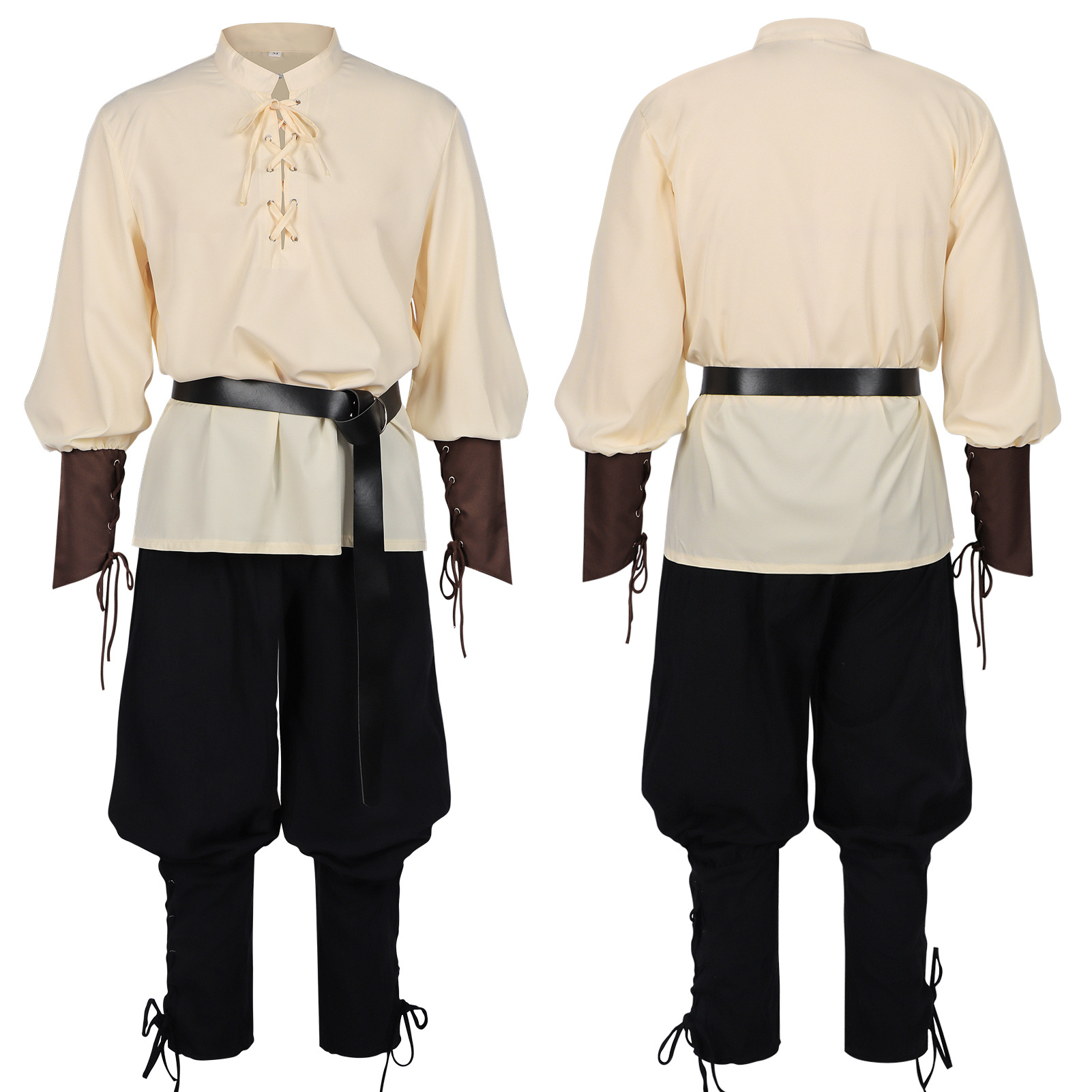 남성용 중세 르네상스 LARP 셔츠(벨트 포함) 할로윈 - Medieval Gothic Lace Up Pirate Shirt 리뷰 및 가격