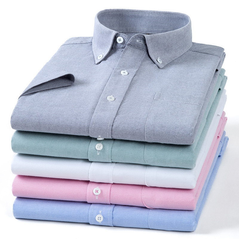여름 고품질 100% 코튼 남성 셔츠 반팔 드레스 셔츠 - Oxford Cotton Casual Shirt Business 리뷰 및 가격