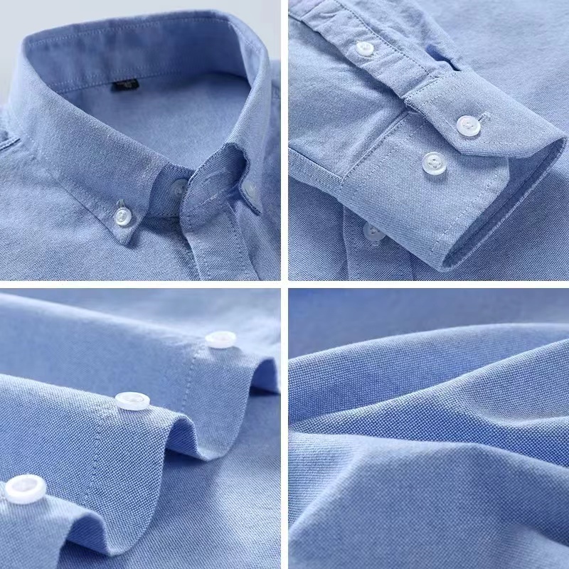 남성용 S-6XL 옥스포드 셔츠 긴 소매 퓨어 코튼 솔 - Oxford Cotton Casual Shirt Business 리뷰 및 가격