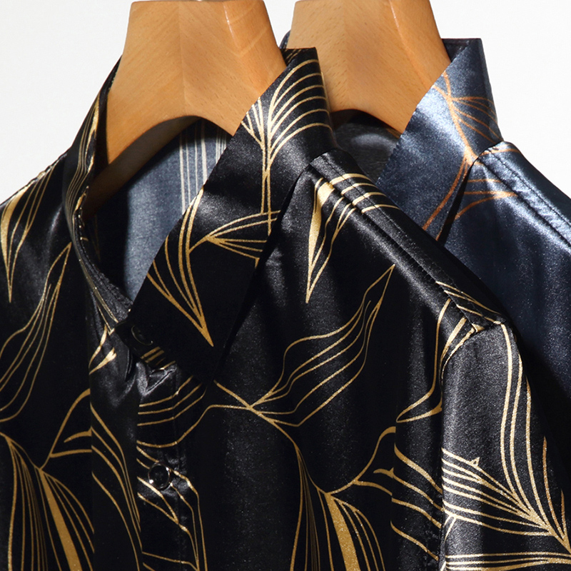 여름 2022 남자의 실크 의류 패션 인쇄 짧은 소매  - Mens Satin Silk Dress Shirt 리뷰 및 가격