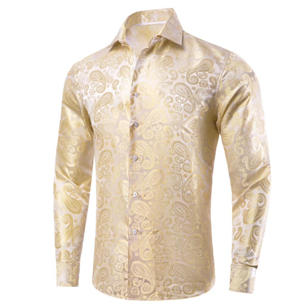 하이타이 골드 베이지 아이보리 샴페인 실크 셔츠, 라펠 - Mens Satin Silk Dress Shirt 리뷰 및 가격