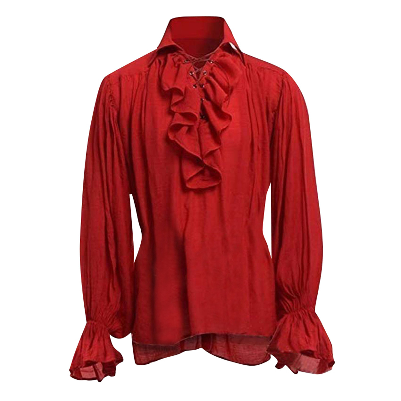 남성 할로윈 레이스 업 해적 셔츠 중세 뱀파이어 왕자  - Medieval Gothic Lace Up Pirate Shirt 리뷰 및 가격