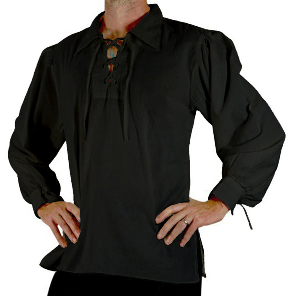 남성 중세 르네상스 의상 해적 셔츠 신랑 튜닉 탑 고딕 - Medieval Gothic Lace Up Pirate Shirt 리뷰 및 가격