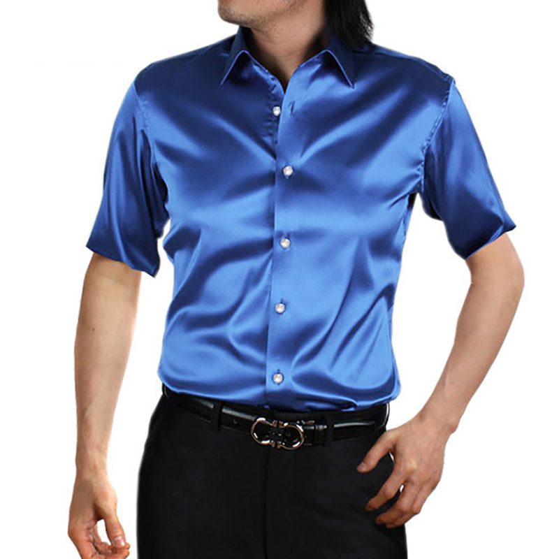 남성용 실크 새틴 드레스 셔츠, 반팔 실크 같은 셔츠, - Mens Satin Silk Dress Shirt 리뷰 및 가격