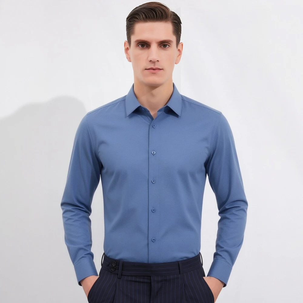 남성용 새틴 느낌의 긴팔 비즈니스 캐주얼 셔츠, 구김  - Breathable Bamboo Fiber Shirt Non Iron 리뷰 및 가격