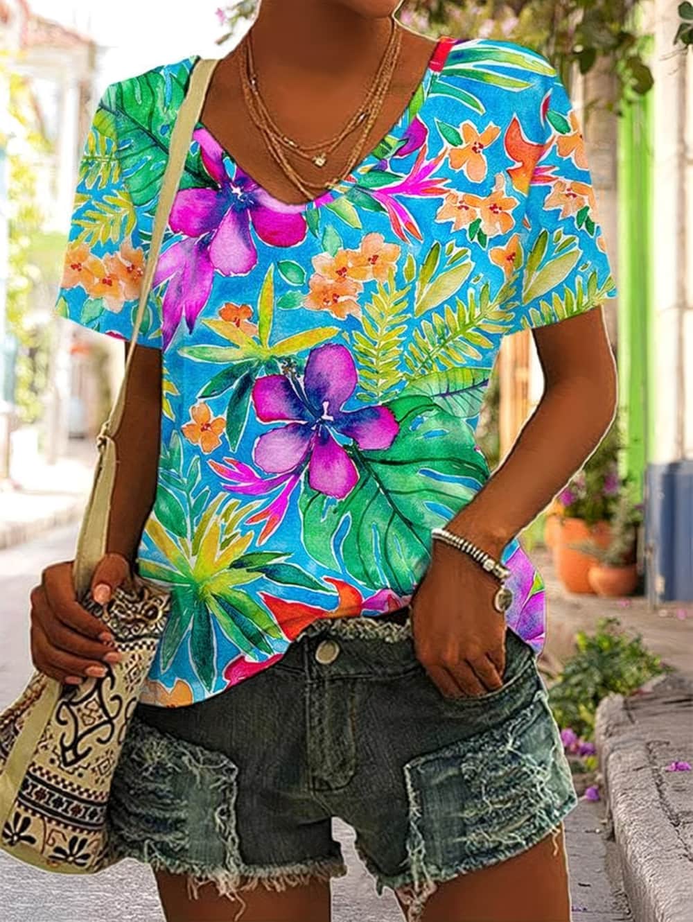 여름 여성용 티셔츠 꽃무늬 그래픽 빈티지 트로피컬 하와 - Vintage Hawaiian Floral Shirt 리뷰 및 가격