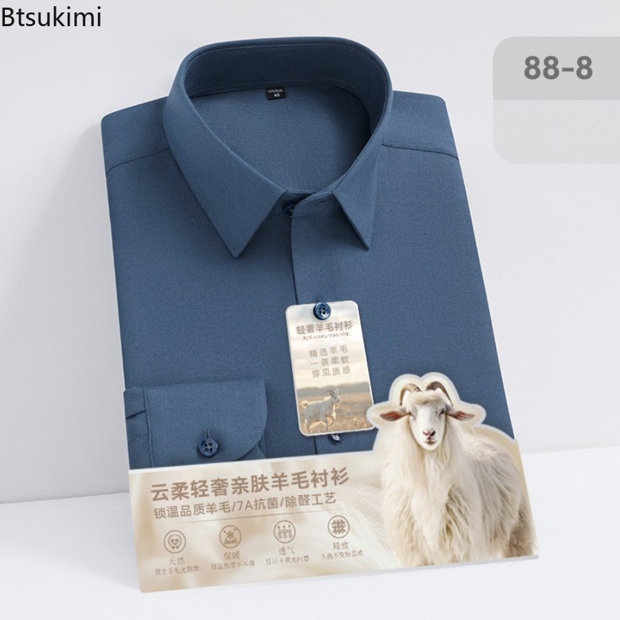 신상 고품질 울 모달 긴팔 셔츠 남성용 슬림 핏 포멀  - Mandarin Collar Formal Shirt Slim Fit 리뷰 및 가격