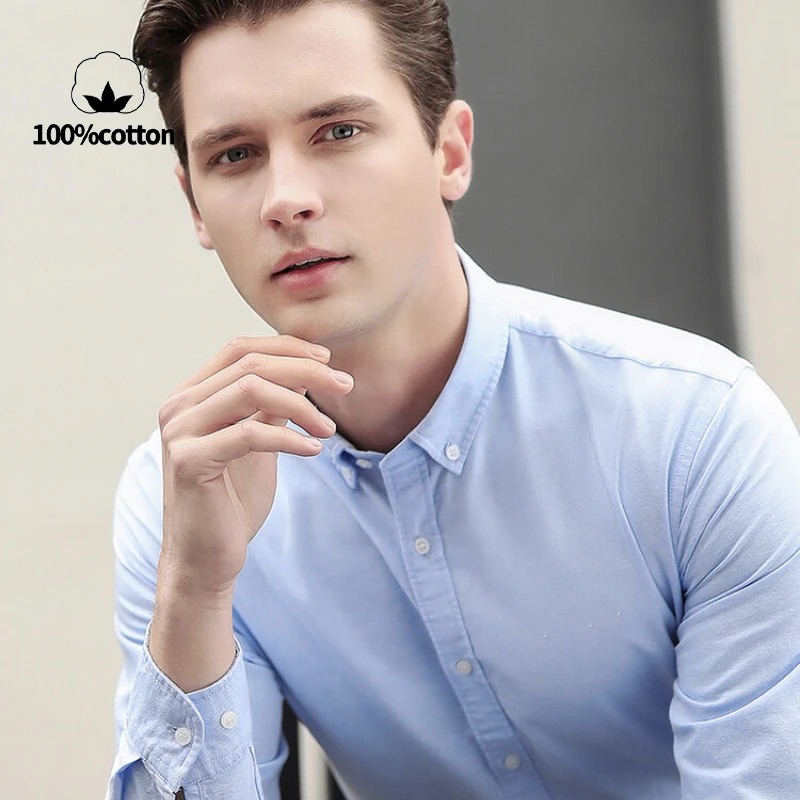 새로운 남성용 옥스퍼드 셔츠 76% 면 비즈니스 셔츠  - Oxford Cotton Casual Shirt Business 리뷰 및 가격